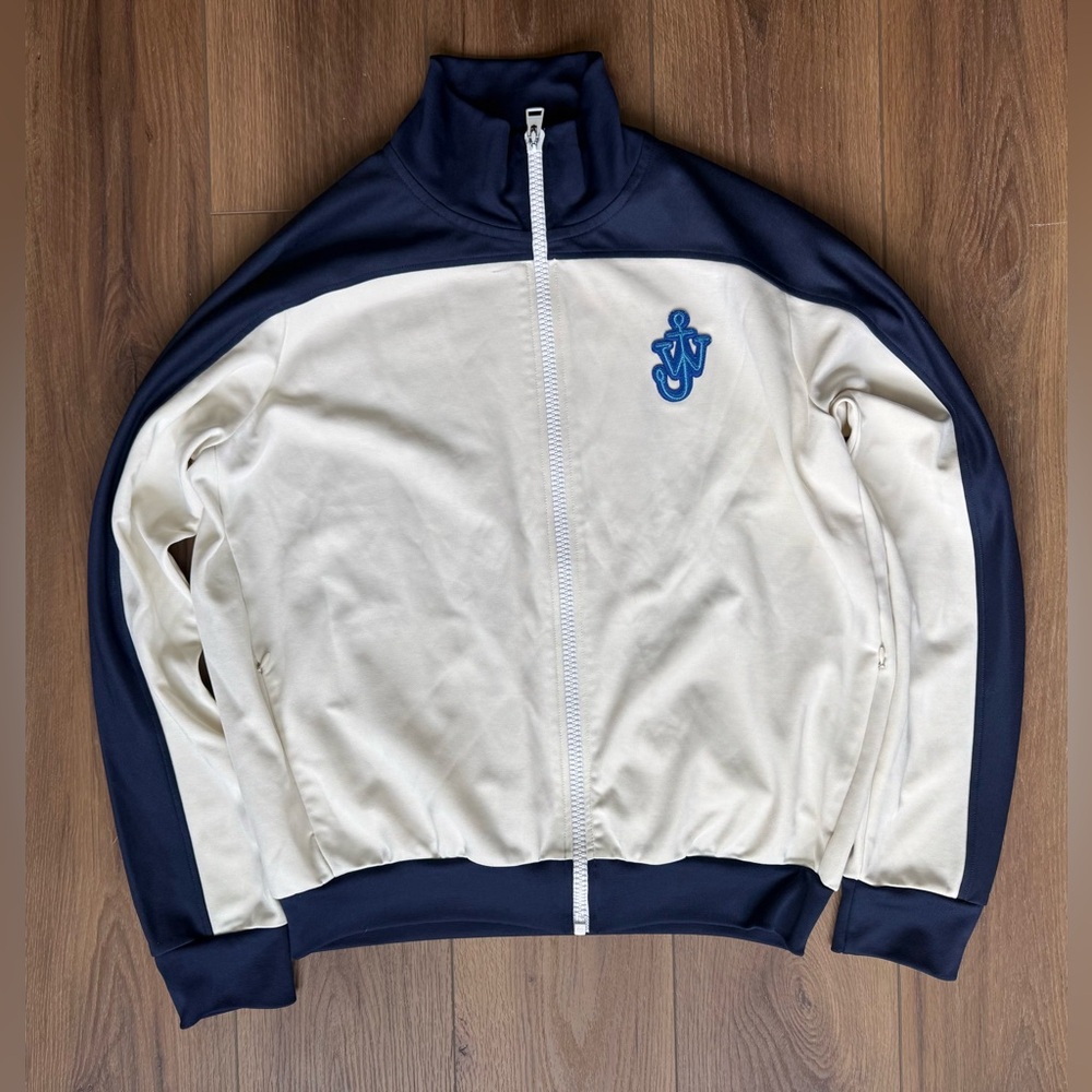JW ANDERSON‎ Track Jacket Mens L Cream Colorblock Zip Up Anchor Logo $435